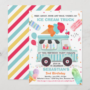 Invitación Fiesta De Cumpleaños De La Crema De Hielo Con Desf