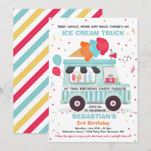 Invitación Fiesta De Cumpleaños De La Crema De Hielo Con Desf