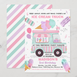 Invitación Fiesta De Cumpleaños De La Crema De Hielo Con Desf