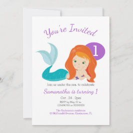 Invitación Fiesta de cumpleaños de la diosa de la sirena cutá