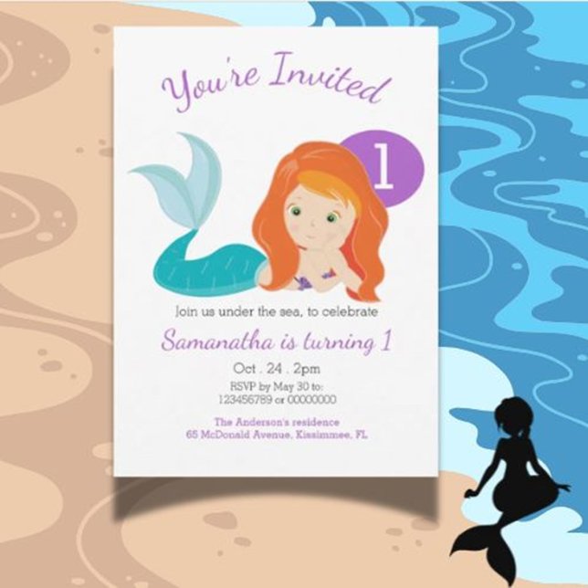 Invitación Fiesta de cumpleaños de la diosa de la sirena cutá (Dive into enchanting designs that set the perfect tone for your celebration.)
