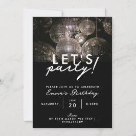 Invitación Fiesta de cumpleaños de la discoteca de plata mode