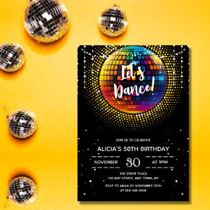 Invitación Fiesta de cumpleaños de la discoteca dorada de col
