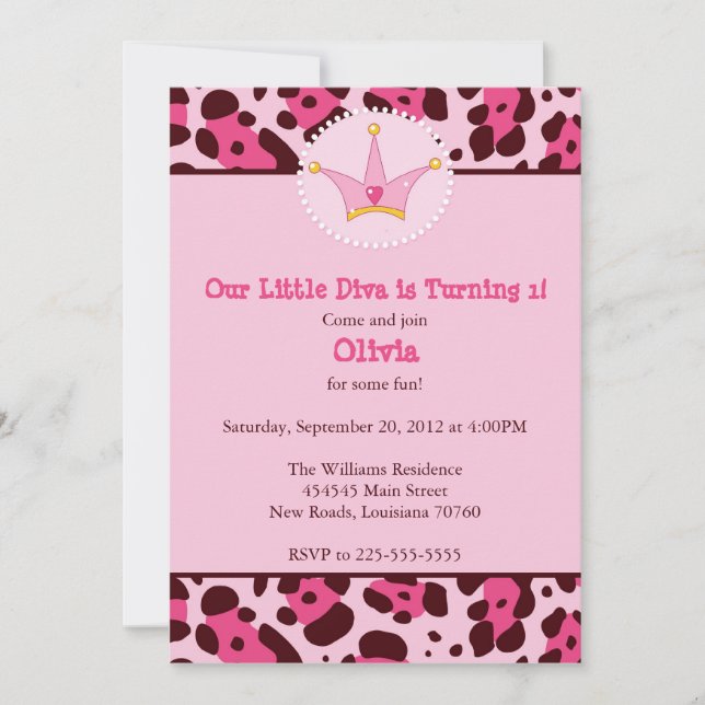 Invitación Fiesta de cumpleaños de la diva (Anverso)