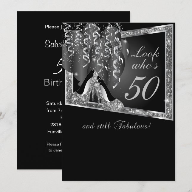 Invitación Fiesta de cumpleaños de la edad de DIY | Purpurina (Anverso / Reverso)