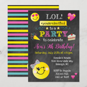 Invitación Fiesta de cumpleaños de la emoji - pizarra