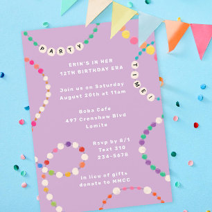 Invitación Fiesta de cumpleaños de la era de la pulsera de la