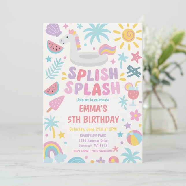 Invitación Fiesta de cumpleaños de la escisión tropical unico (Anverso de pie)