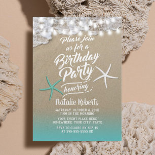 Invitación Fiesta de cumpleaños de la estrella de la playa de