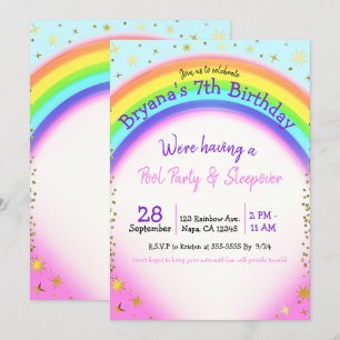Invitación Fiesta de cumpleaños de la estrella del arcoiris G