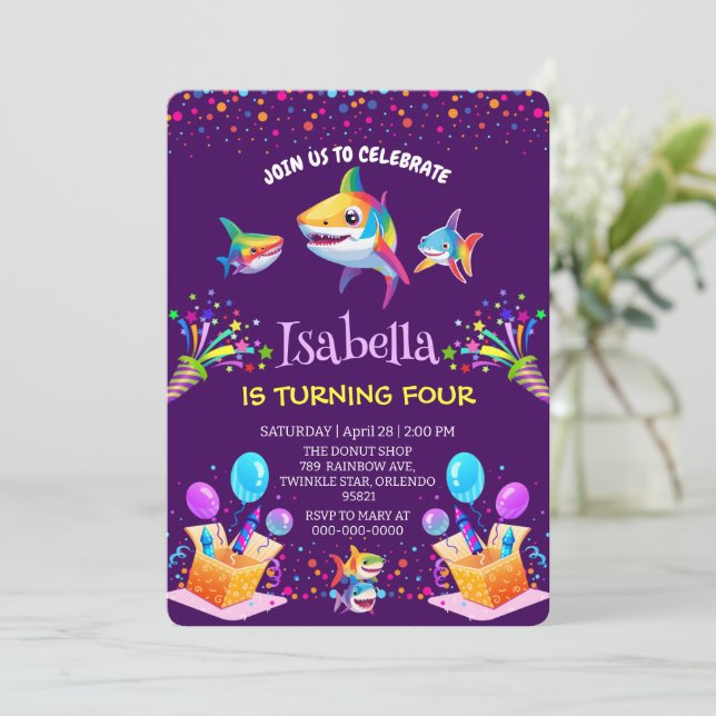 Invitación Fiesta de cumpleaños de la familia del globo de ti (Anverso de pie)