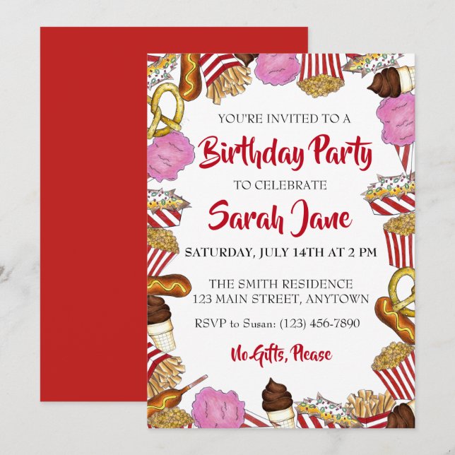 Invitación Fiesta de cumpleaños de la Feria Estatal de Alimen (Anverso / Reverso)