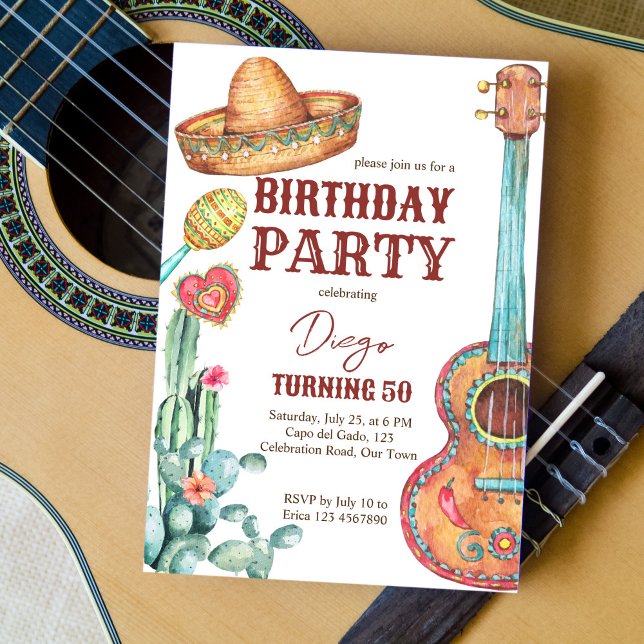Invitación fiesta de cumpleaños de la fiesta mexicana (Subido por el creador)