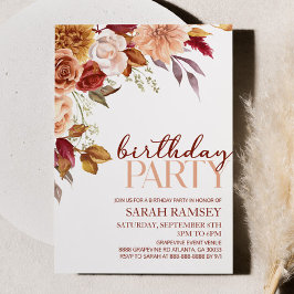 Invitación Fiesta de cumpleaños de la flor floral del Naranja