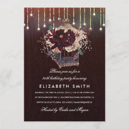 Invitación Fiesta de cumpleaños de la floral borgoñona floral