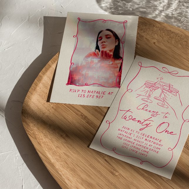 Invitación Fiesta de cumpleaños de la foto 21 con la mano dib (Subido por el creador)