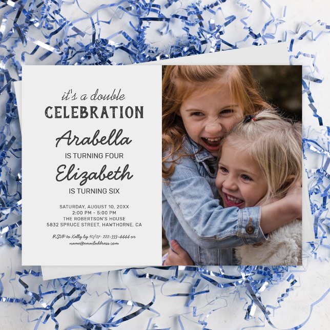 Invitación Fiesta de cumpleaños de la foto conjunta simple (Subido por el creador)