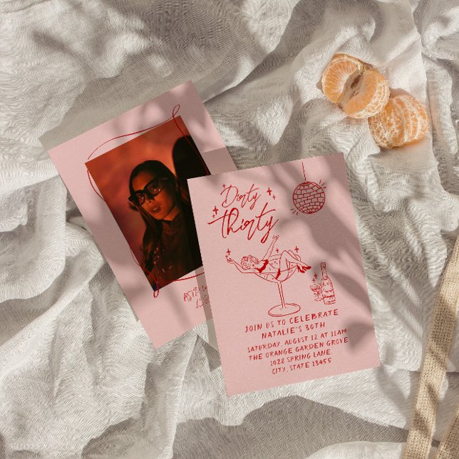 Invitación Fiesta de cumpleaños de la foto de 30° Hand Drawn  (Subido por el creador)
