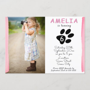 Invitación Fiesta de cumpleaños de la foto de Cute Pink Water