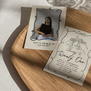 Invitación Fiesta de cumpleaños de la foto de la mano dibujad