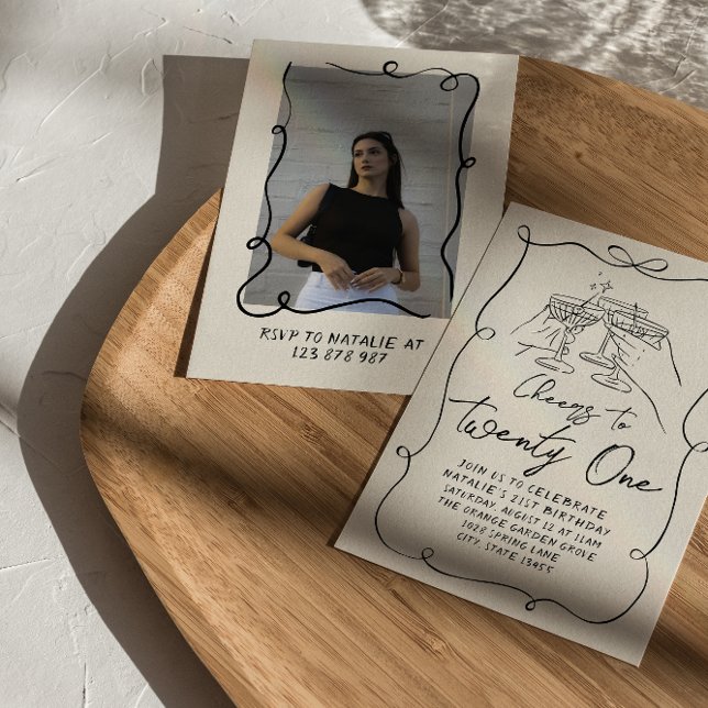 Invitación Fiesta de cumpleaños de la foto de la mano dibujad (Subido por el creador)