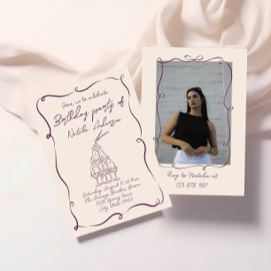 Invitación Fiesta de cumpleaños de la foto de la onda morada