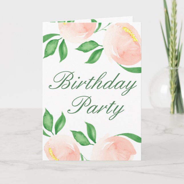 Invitación Fiesta de cumpleaños de la foto de Peach Rubor Wat (Anverso)