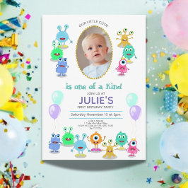 Invitación Fiesta de cumpleaños de la foto de pequeños monstr