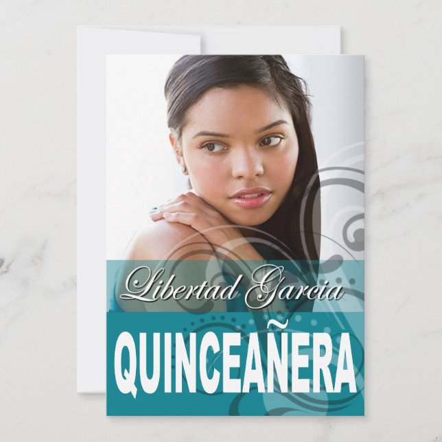 Invitación Fiesta de cumpleaños de la foto de Quinceañera del (Anverso)