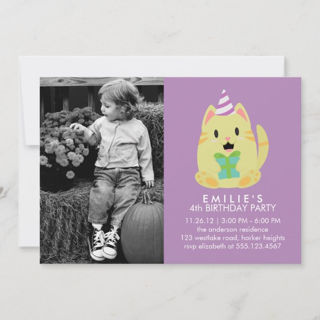 Invitación Fiesta de cumpleaños de la foto de un Personalizad (Anverso)