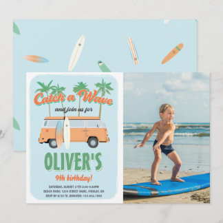 Invitación Fiesta de cumpleaños de la foto de una oleada de s