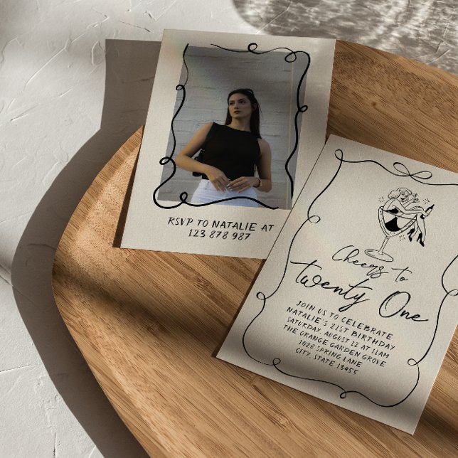 Invitación Fiesta de cumpleaños de la foto del 21 de Retro co (Subido por el creador)