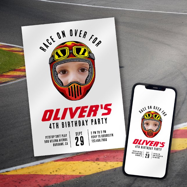 Invitación Fiesta de cumpleaños de la foto del casco de Carre (Subido por el creador)