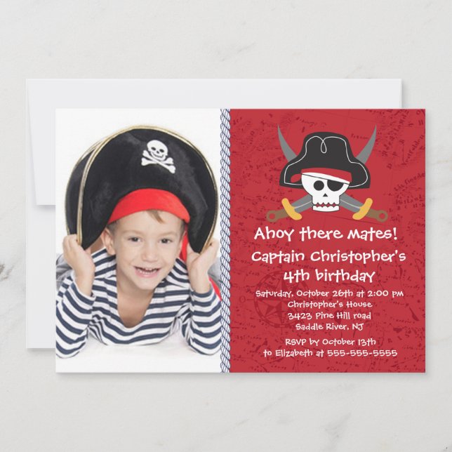 Invitación Fiesta de cumpleaños de la foto del muchacho de (Anverso)