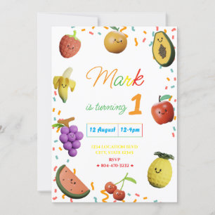 Invitación Fiesta de cumpleaños de la fruta de baile cute