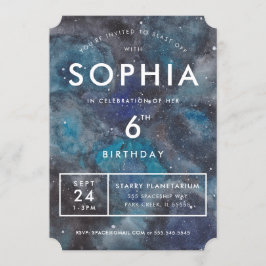 Invitación Fiesta de cumpleaños de la galaxia espacial azul