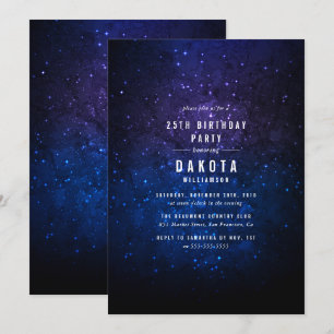 Invitación Fiesta de cumpleaños de la Galaxia Midnight Sky & 