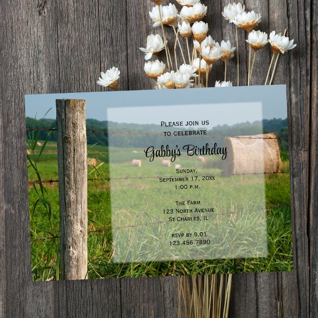 Invitación Fiesta de cumpleaños de la granja Country Hay Bale (Subido por el creador)