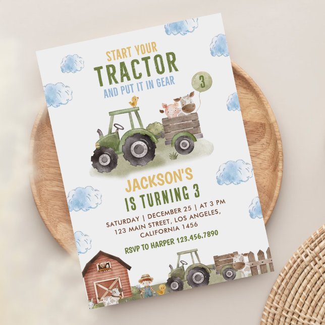 Invitación Fiesta de cumpleaños de la granja de tractores ver (Subido por el creador)