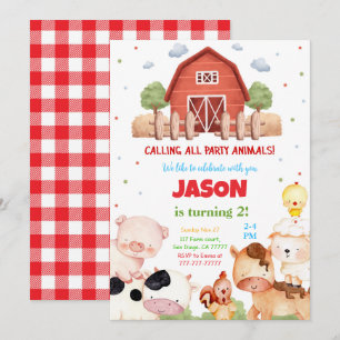 Invitación Fiesta de cumpleaños de la granja verde editable