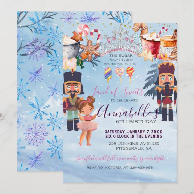 Invitación Fiesta de cumpleaños de la hada de azúcar mágica d (Anverso / Reverso)