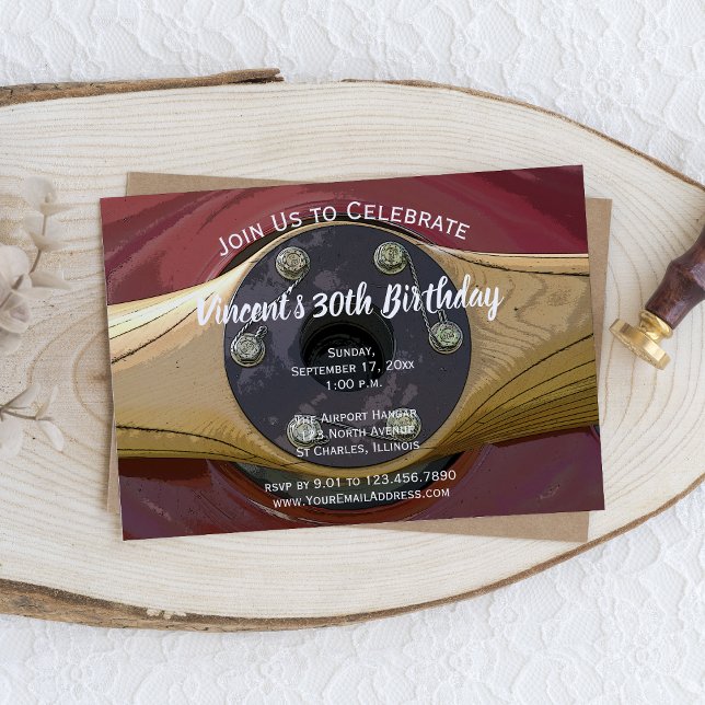 Invitación Fiesta de cumpleaños de la hélice del avión (Subido por el creador)