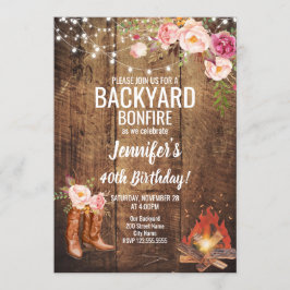 Invitación Fiesta de cumpleaños de la hoguera de patio traser