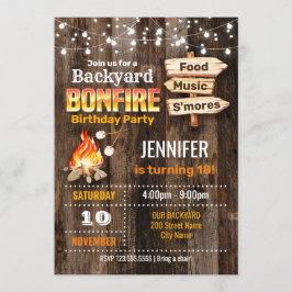 Invitación Fiesta de cumpleaños de la hoguera trasera