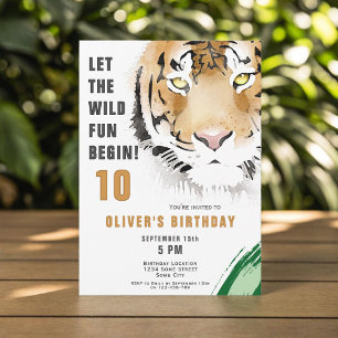 Invitación Fiesta de cumpleaños de la jungla con la cabeza de
