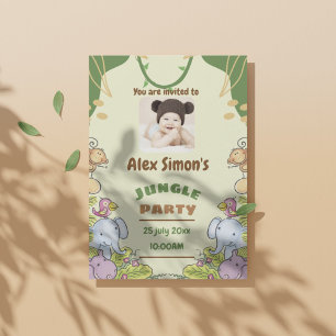 Invitación Fiesta de cumpleaños de la jungla tropical Safari