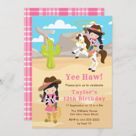 Invitación Fiesta de cumpleaños de la lechera del pelo negro