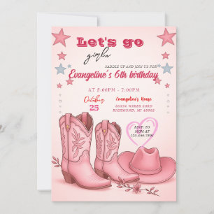 Invitación Fiesta de cumpleaños de la lechera rosa de rodeo d