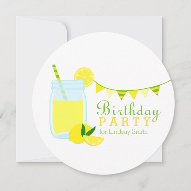 Invitación Fiesta de cumpleaños de la limonada (Anverso)