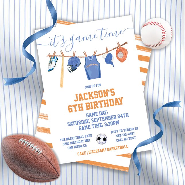 Invitación Fiesta de cumpleaños de la línea de ropa deportiva (Subido por el creador)